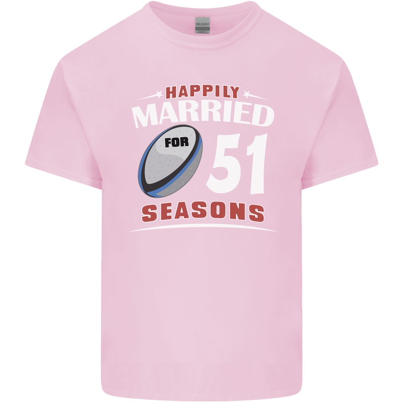 51 Year Wedding Anniversary 51st Rugby Mens Cotton T-Shirt Tee Top Light Pink