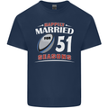 51 Year Wedding Anniversary 51st Rugby Mens Cotton T-Shirt Tee Top Navy Blue