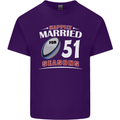 51 Year Wedding Anniversary 51st Rugby Mens Cotton T-Shirt Tee Top Purple