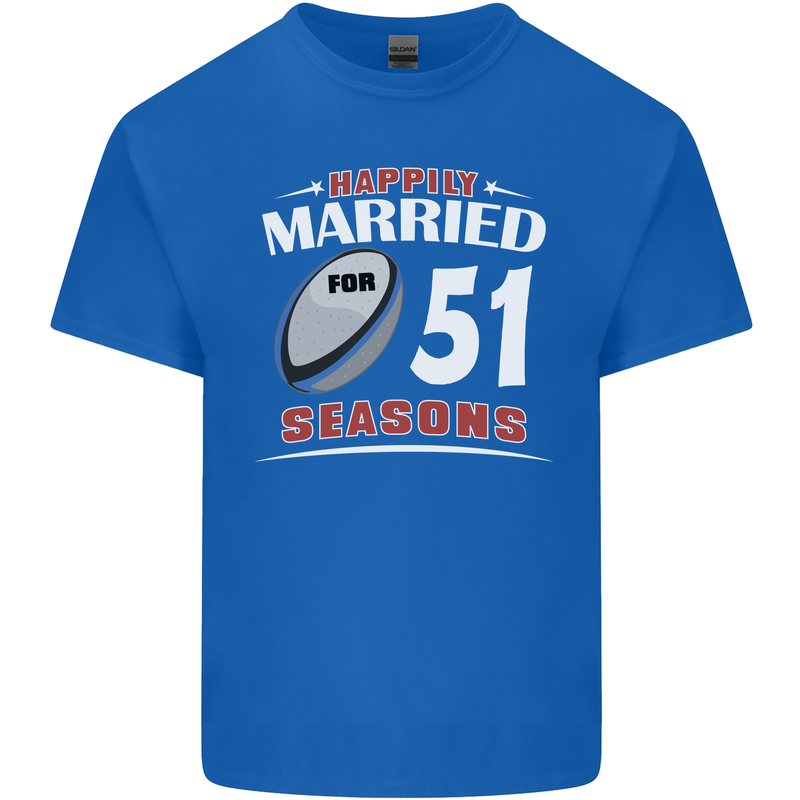 51 Year Wedding Anniversary 51st Rugby Mens Cotton T-Shirt Tee Top Royal Blue