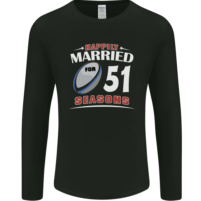 51 Year Wedding Anniversary 51st Rugby Mens Long Sleeve T-Shirt Black