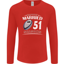 51 Year Wedding Anniversary 51st Rugby Mens Long Sleeve T-Shirt Red