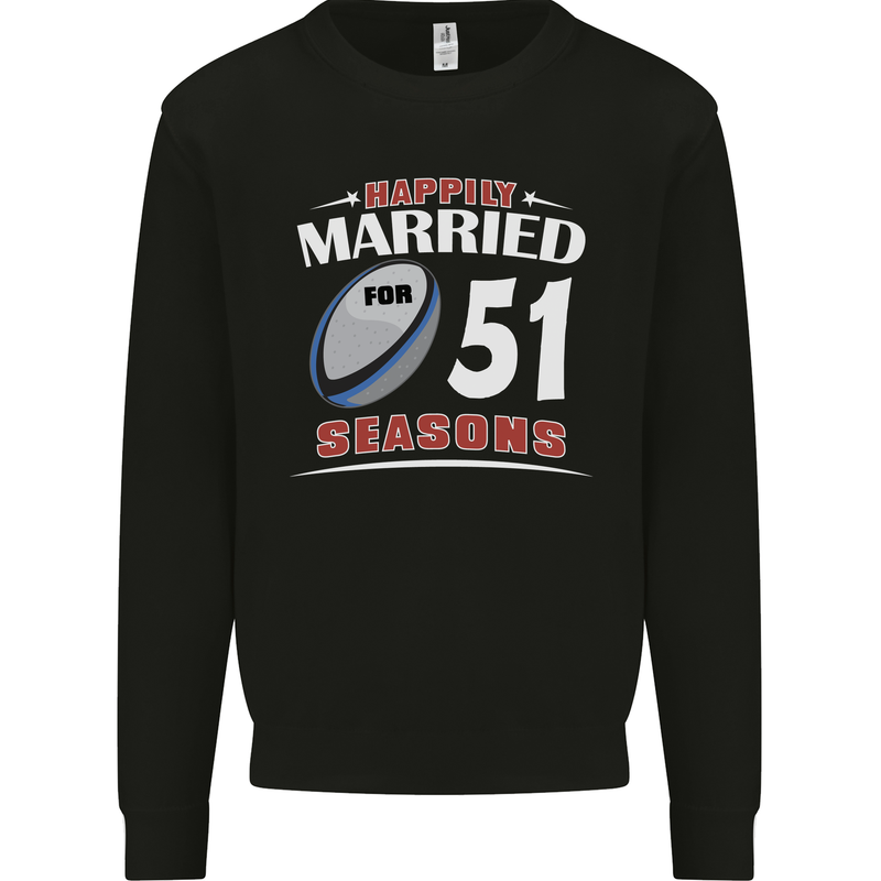 51 Year Wedding Anniversary 51st Rugby Mens Sweatshirt Jumper Black