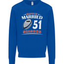 51 Year Wedding Anniversary 51st Rugby Mens Sweatshirt Jumper Royal Blue