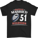 51 Year Wedding Anniversary 51st Rugby Mens T-Shirt 100% Cotton Black