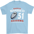 51 Year Wedding Anniversary 51st Rugby Mens T-Shirt 100% Cotton Light Blue
