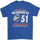 51 Year Wedding Anniversary 51st Rugby Mens T-Shirt 100% Cotton Royal Blue