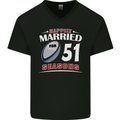 51 Year Wedding Anniversary 51st Rugby Mens V-Neck Cotton T-Shirt Black