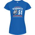 51 Year Wedding Anniversary 51st Rugby Womens Petite Cut T-Shirt Royal Blue
