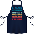 51st Birthday 51 Year Old Cotton Apron 100% Organic Navy Blue