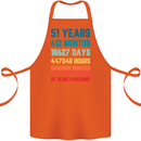 51st Birthday 51 Year Old Cotton Apron 100% Organic Orange