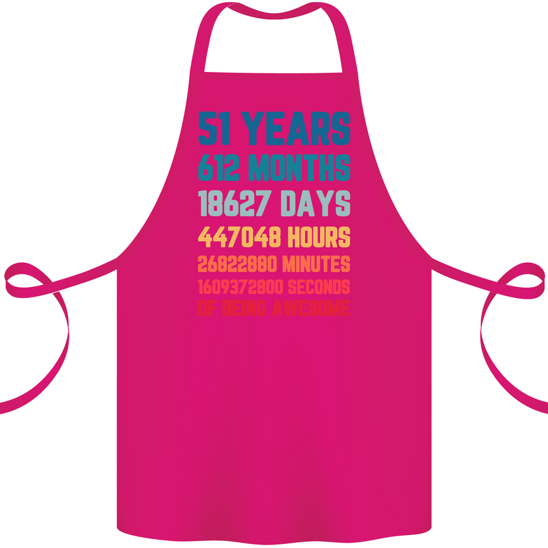 51st Birthday 51 Year Old Cotton Apron 100% Organic Pink