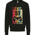 51st Birthday 51 Year Old Level Up Gamming Mens Sweatshirt Jumper Black