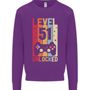 51st Birthday 51 Year Old Level Up Gamming Mens Sweatshirt Jumper Purple