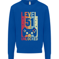 51st Birthday 51 Year Old Level Up Gamming Mens Sweatshirt Jumper Royal Blue