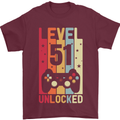 51st Birthday 51 Year Old Level Up Gamming Mens T-Shirt 100% Cotton Maroon