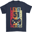 51st Birthday 51 Year Old Level Up Gamming Mens T-Shirt 100% Cotton Navy Blue