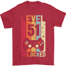 51st Birthday 51 Year Old Level Up Gamming Mens T-Shirt 100% Cotton Red
