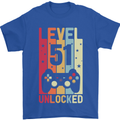 51st Birthday 51 Year Old Level Up Gamming Mens T-Shirt 100% Cotton Royal Blue