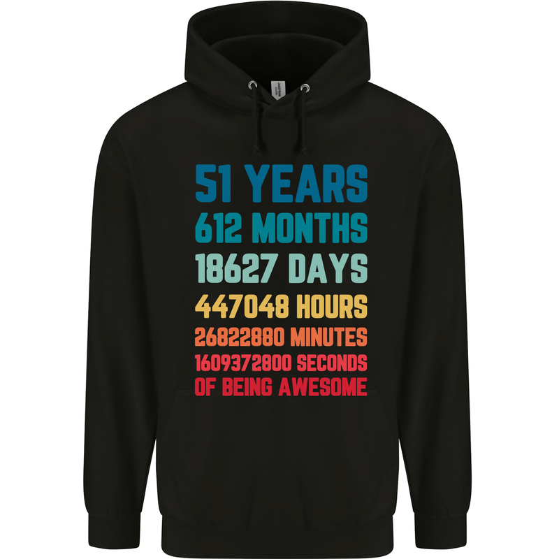 51st Birthday 51 Year Old Mens 80% Cotton Hoodie Black