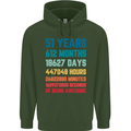 51st Birthday 51 Year Old Mens 80% Cotton Hoodie Forest Green