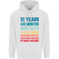 51st Birthday 51 Year Old Mens 80% Cotton Hoodie White