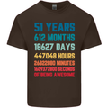51st Birthday 51 Year Old Mens Cotton T-Shirt Tee Top Dark Chocolate