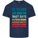 51st Birthday 51 Year Old Mens Cotton T-Shirt Tee Top Navy Blue