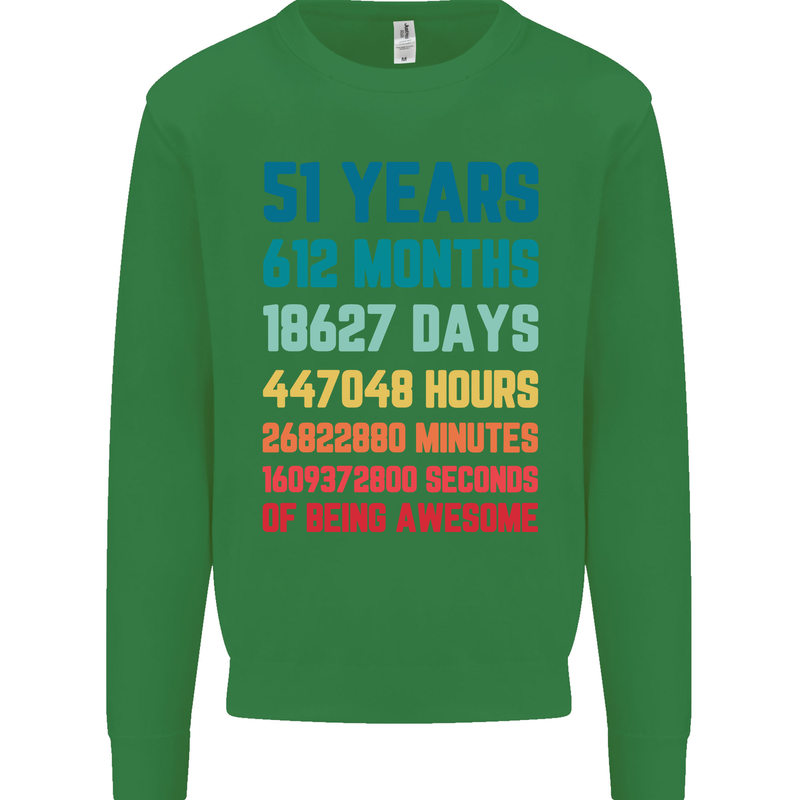 51st Birthday 51 Year Old Mens Sweatshirt Jumper Irish Green