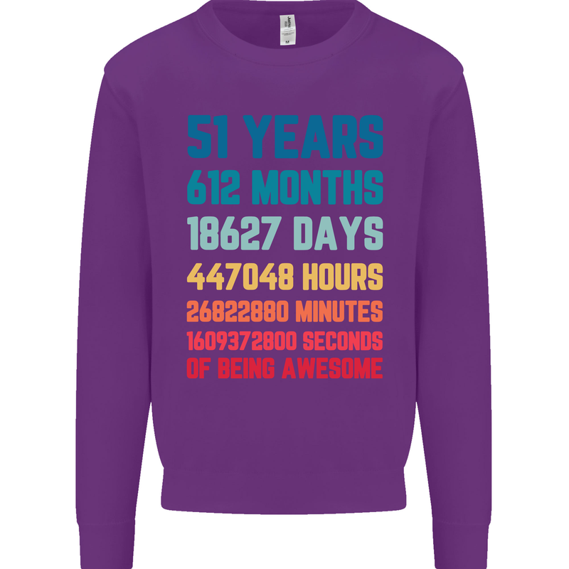 51st Birthday 51 Year Old Mens Sweatshirt Jumper Purple