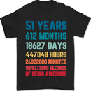 51st Birthday 51 Year Old Mens T-Shirt 100% Cotton Black