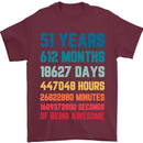 51st Birthday 51 Year Old Mens T-Shirt 100% Cotton Maroon