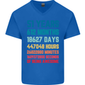 51st Birthday 51 Year Old Mens V-Neck Cotton T-Shirt Royal Blue