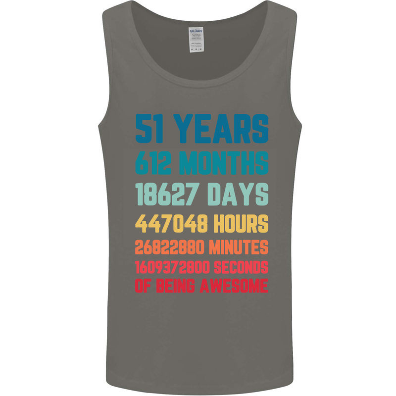 51st Birthday 51 Year Old Mens Vest Tank Top Charcoal