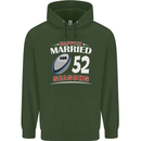 52 Year Wedding Anniversary 52nd Rugby Mens 80% Cotton Hoodie Forest Green