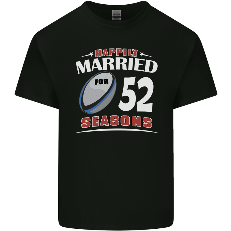 52 Year Wedding Anniversary 52nd Rugby Mens Cotton T-Shirt Tee Top Black