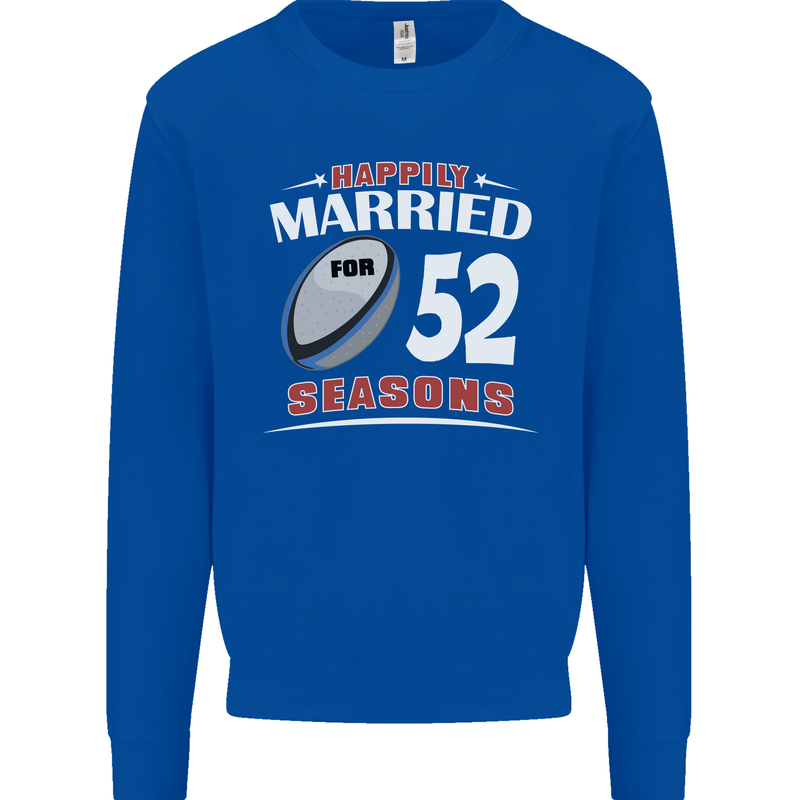 52 Year Wedding Anniversary 52nd Rugby Mens Sweatshirt Jumper Royal Blue