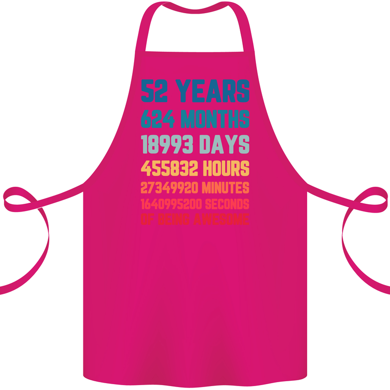 52nd Birthday 52 Year Old Cotton Apron 100% Organic Pink