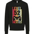 52nd Birthday 52 Year Old Level Up Gamming Mens Sweatshirt Jumper Black