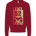 52nd Birthday 52 Year Old Level Up Gamming Mens Sweatshirt Jumper Red