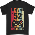 52nd Birthday 52 Year Old Level Up Gamming Mens T-Shirt 100% Cotton Black