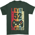 52nd Birthday 52 Year Old Level Up Gamming Mens T-Shirt 100% Cotton Forest Green