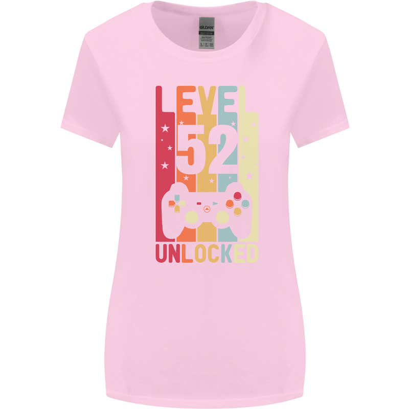 52nd Birthday 52 Year Old Level Up Gamming Womens Wider Cut T-Shirt Light Pink