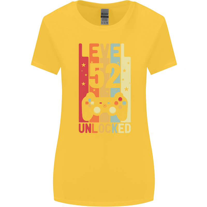 52nd Birthday 52 Year Old Level Up Gamming Womens Wider Cut T-Shirt Yellow