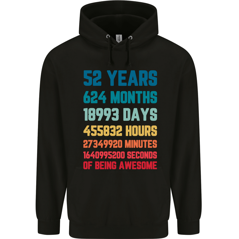 52nd Birthday 52 Year Old Mens 80% Cotton Hoodie Black