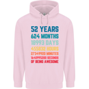 52nd Birthday 52 Year Old Mens 80% Cotton Hoodie Light Pink