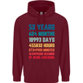 52nd Birthday 52 Year Old Mens 80% Cotton Hoodie Maroon