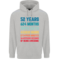 52nd Birthday 52 Year Old Mens 80% Cotton Hoodie Sports Grey