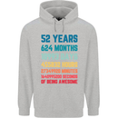 52nd Birthday 52 Year Old Mens 80% Cotton Hoodie Sports Grey