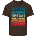 52nd Birthday 52 Year Old Mens Cotton T-Shirt Tee Top Dark Chocolate